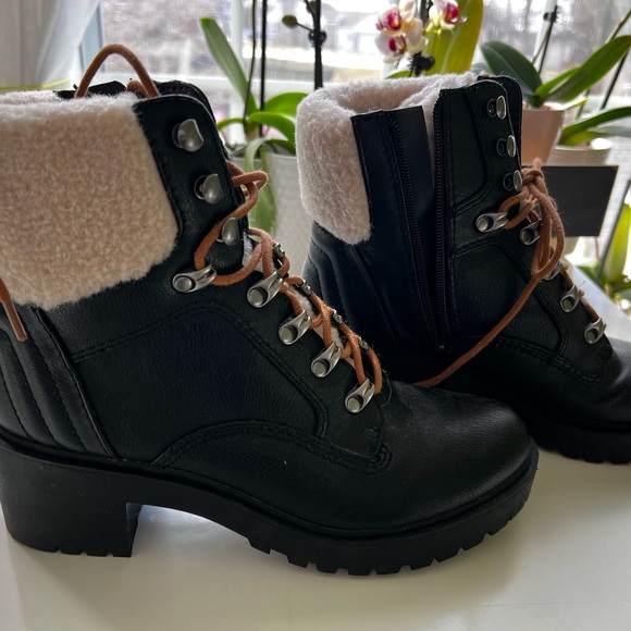 Indigo Black and Brown Lace-Up Women's Boots - Picture 2 of 3